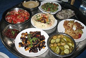 Plated dishes on tray