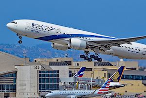 Plane taking off airport in Israel