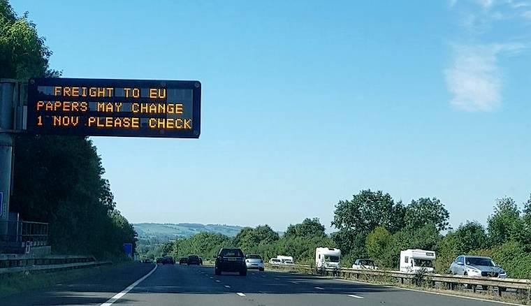 Brexit related sign on motorway