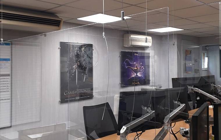 Plexiglass screening in office