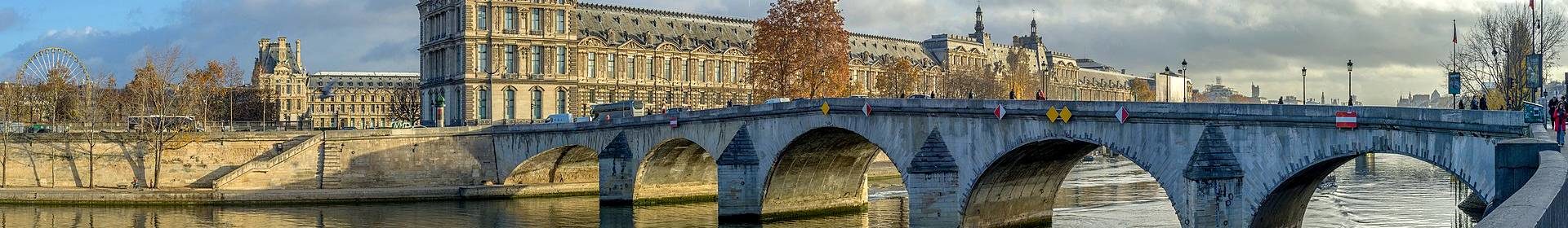 Wide bridge across European river