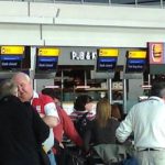 Busy terminal at Heathrow airport