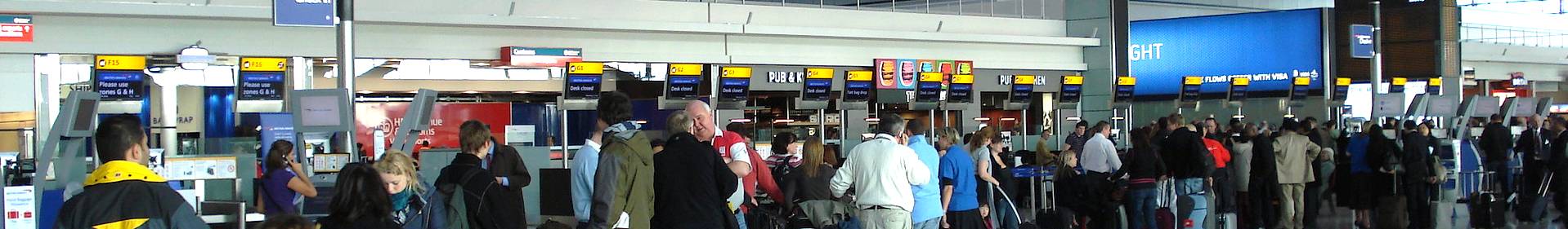 Busy terminal at Heathrow airport