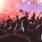 Fans near music festival stage