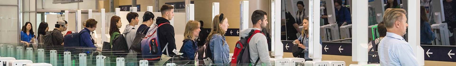 Airport arrivals desk