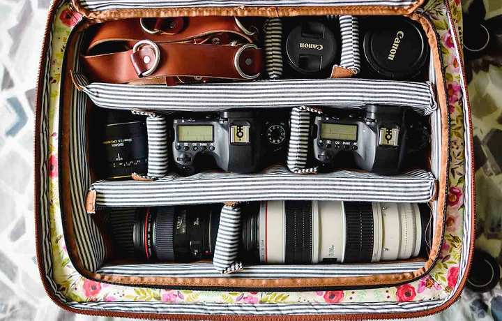 Cameras packed in case