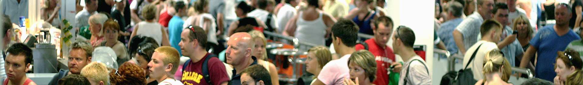 Crowded airport during delays